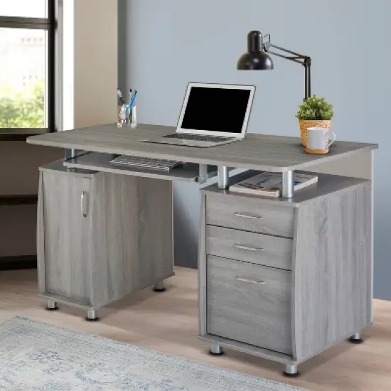 Complete Workstation Computer Desk with Storage Gray - Techni Mobili image {6}