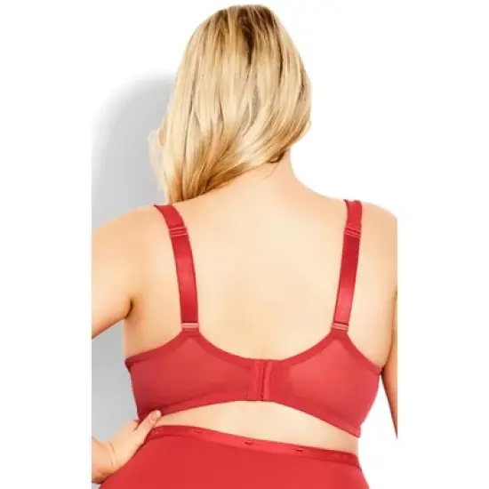 Women's Plus Size Fashion Plunge Bra - rose red | AVENUE image {1}