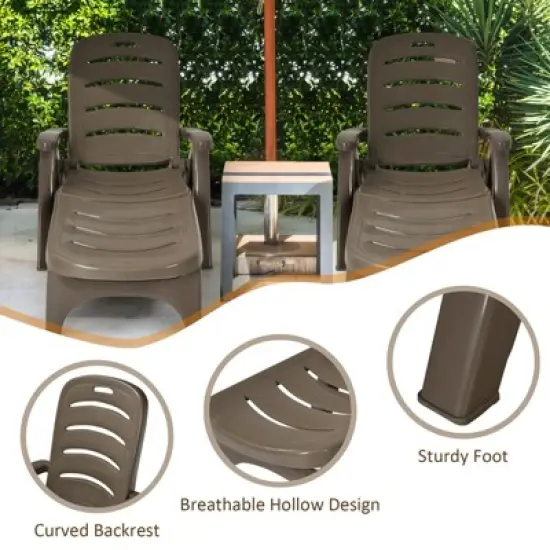 Tangkula 2 PCS Patio Chaise Lounge Chair 5-Position Folding Recliner for Beach Poolside Backyard image {7}