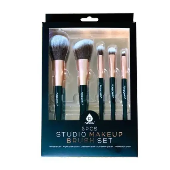 Pursonic 5 Pcs Studio Makeup Brush Set (Black) image {5}