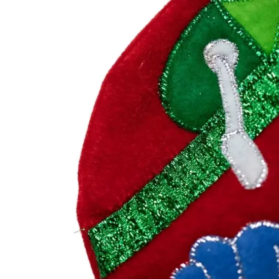 Northlight 19.5" Red Velveteen Fishing Themed Christmas Stocking with Green Cuff image {3}