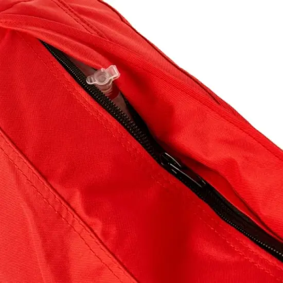 Solstice Sunsoft Fabric Covered Giant Oversized Inflatable Water Mattress Island, Pool Lake Lounge Float w/Adjustable Air Chambers, Red image {3}