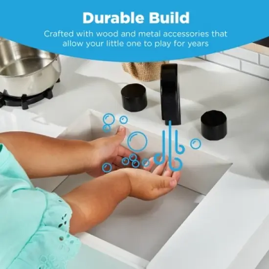 Best Choice Products Farmhouse Play Kitchen Toy for Kids w/ Chalkboard, Storage Shelves, 5 Accessories image {2}