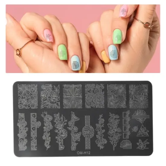 Unique Bargains Colorful Nail Art Stamp OM-H12 Silver Tone 1 Pc image {2}