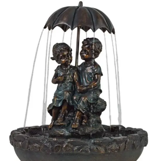 John Timberland Boy and Girl Under Umbrella Modern Outdoor Water Fountain 40" for Yard Garden Patio Home Deck Porch House Exterior Balcony Roof Decor image {3}