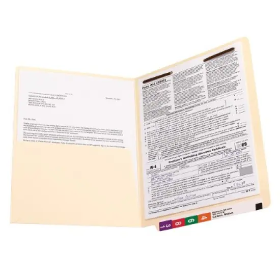 Smead End Tab Pocket Folder with Fastener, Straight-Cut Tab, 1 Pocket, Letter Size, Manila, 50 per Box (34100) image {9}