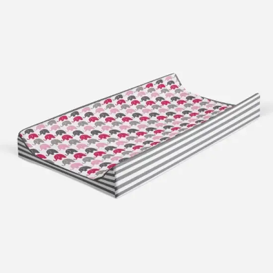 Bacati - Elephants Pink/Fuschia/Gray Mini Elephants Quilted Top Changing Pad Cover image {1}