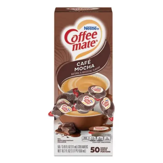 Coffee mate Liquid Coffee Creamer, Cafe Mocha, 0.38 oz Mini Cups, 50/Box image {6}
