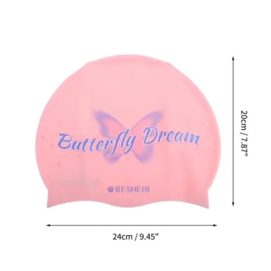 Unique Bargains Silicone Waterproof Butterfly Dream Swim Cap 1 Pc image {3}