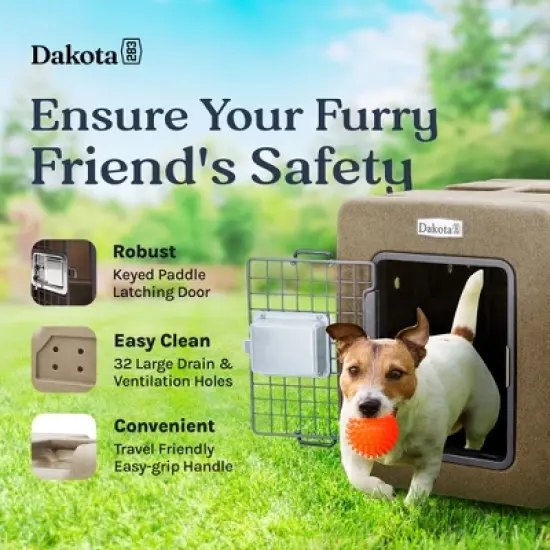 Dakota 283 G3 Ventilated Framed Pet Kennel w/Ultra-Secure Lock, Easy-Grip Handle & Keyed Paddle Latching Door for Small-Breed Dogs, Coyote Granite image {2}