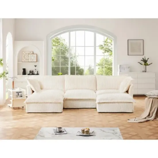 NicBex Couches for Living Room Single Deep Seat Sofa Couch Corduroy Slip-covered Armchair with 1 Big Back Cushion and 2 Big Toss Pillows image {8}