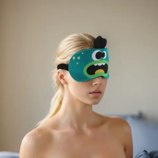 Unique Bargains Soft Sleep Mask Cartoon Monsters Green 1 Pc image {5}