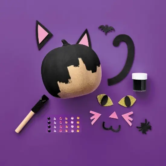 Halloween Craft Embellished Paper Mache Cat Pumpkin Painting Kit - Mondo Llama&trade; image {2}