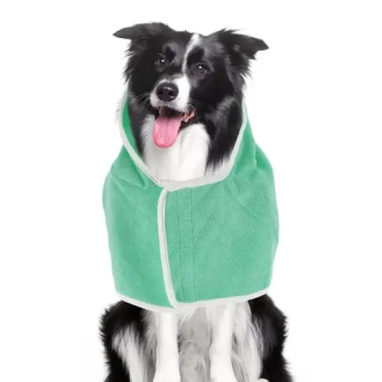 Unique Bargains Hooded Dog Bathrobe Large Green image {5}