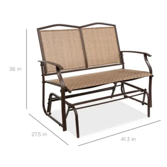 Best Choice Products 2-Person Outdoor Swing Glider, Patio Loveseat, Steel Bench Rocker for Porch w/ Armrests image {5}