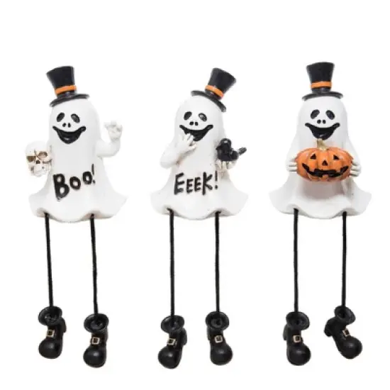 Transpac Resin Ghost Sitter Set of 3 - Charming Decorative Objects for Halloween and Year-Round Home Decor image {1}