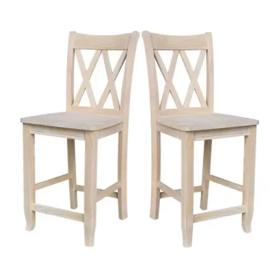 24" Double X Back Counter Height Barstool Unfinished - International Concepts image {9}
