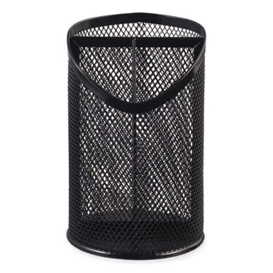 Universal Metal Mesh 3-Compartment Pencil Cup, Black, 4.13"d x 6"h image {7}