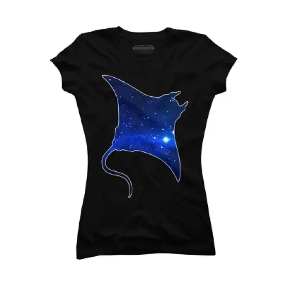 Junior's Design By Humans Space Manta Ray By Shrenk T-Shirt image {3}