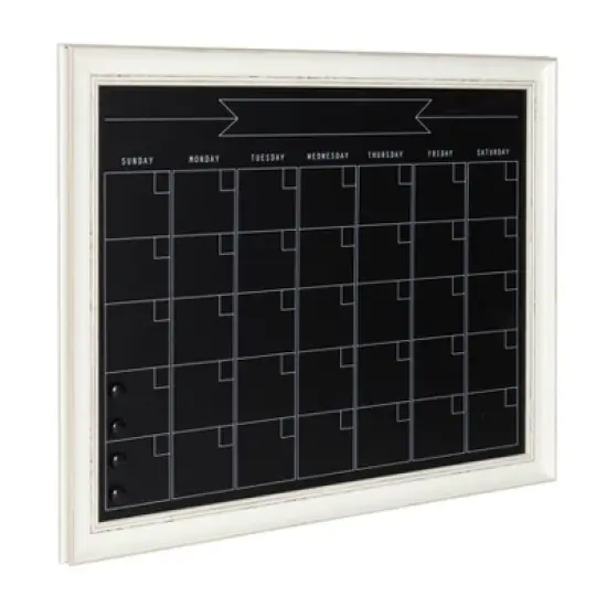 28.88" x 1.11" Macon Framed Magnetic Chalkboard Monthly Calendar White - Kate and Laurel image {1}