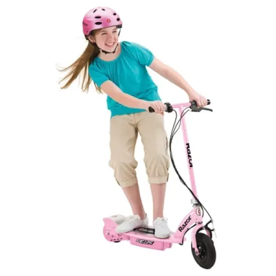 Razor E125 Kids Ride On 24V Motorized Battery Powered Electric Scooter Toy, Speeds up to 10 MPH with Brakes and 8" Pneumatic Tires, Pink image {4}