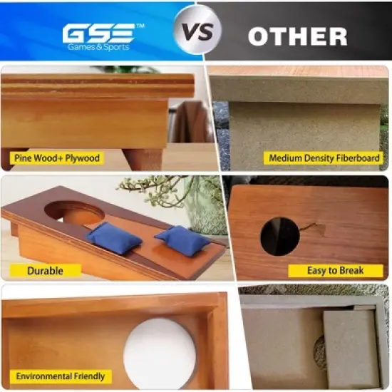 GSE 10"x5" Mini Tabletop Cornhole Toss Game Set with 8 Bean Bags, Wooden Desktop Corn Hole Game Set image {7}