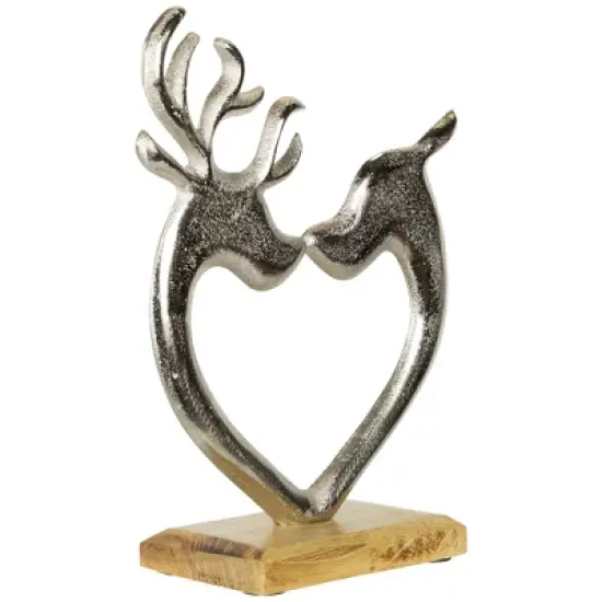 Northlight Heart Shaped Kissing Reindeer Metal Christmas Decoration - 10" image {5}