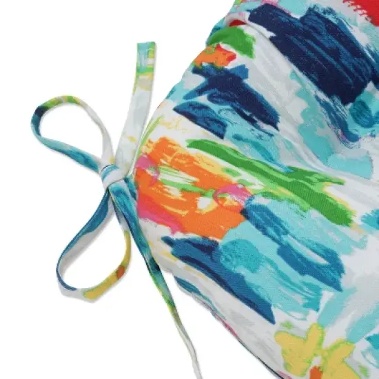 Abstract Reflections 2pc Indoor/Outdoor Chair Pad Set Blue - Pillow Perfect image {2}