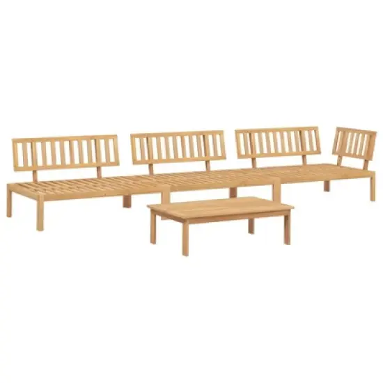 vidaXL 4 Piece Patio Pallet Sofa Set - Solid Acacia Wood Modular Garden Seating and Table for Outdoor Lounge, Deck, Patio image {8}
