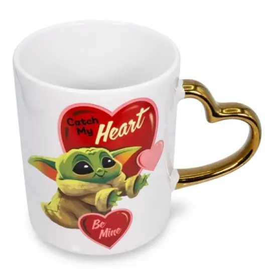 Silver Buffalo Star Wars: The Mandalorian Grogu Heart-Shaped Handle Ceramic Mug | 14 Ounces image {1}