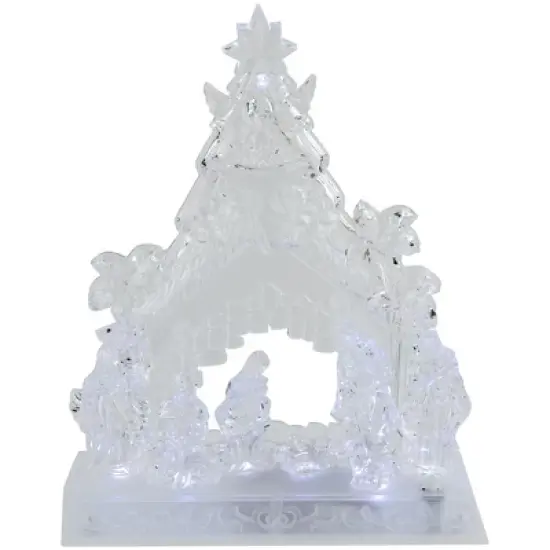 Northlight LED Lighted Nativity Scene in Stable Acrylic Christmas Decoration - 10.75" image {1}