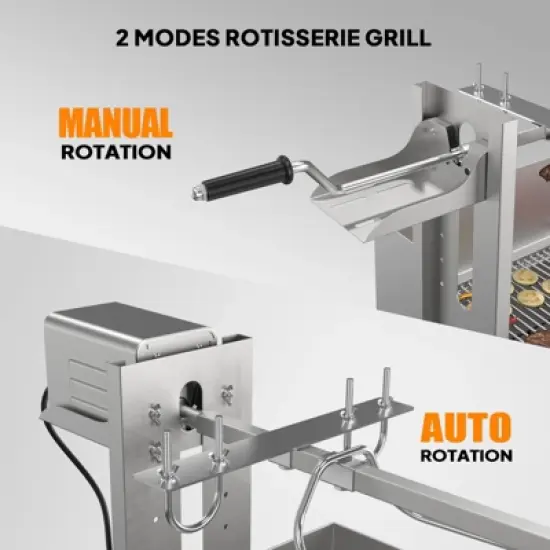 ROVSUN 46" Electric Rotisserie Grill, Pig Lamb Spit Roaster Stand Rotisserie 176 Lbs Capacity, Charcoal Rotisserie Grill Kit Stainless Steel image {7}
