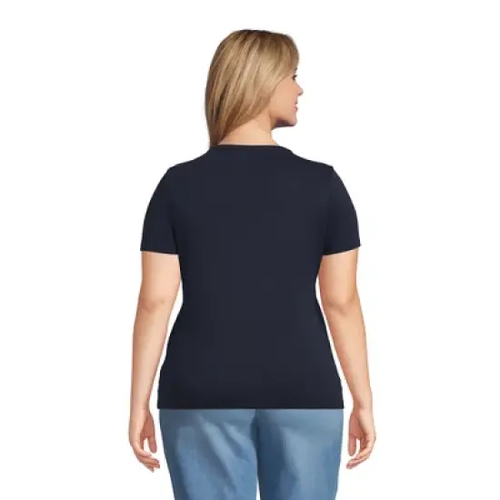 Lands' End Women's Cotton Rib Short Sleeve Crewneck T-shirt image {1}