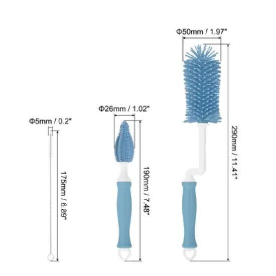 Unique Bargains Silicone 360 Rotation Curved Handle Bottle Cleaning Brush image {1}