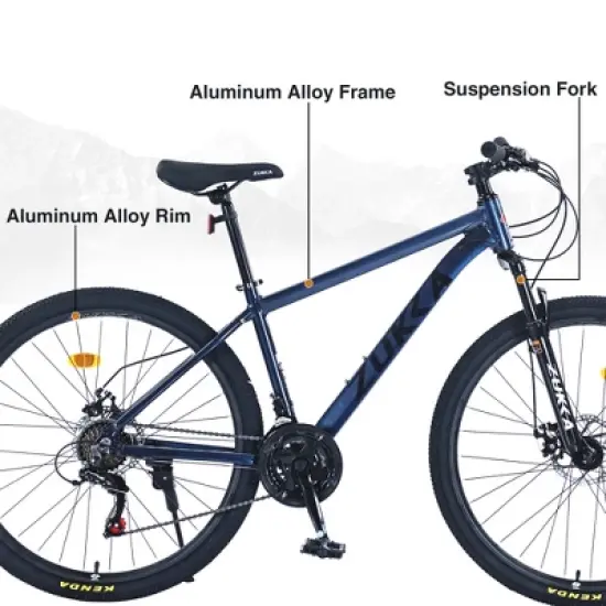 27.5Inch Mountain Bike, Aluminium Alloy Frame 21-Speed Trail Commuter City Mountain Bike With Double Disc Brakes And Suspension Fork For Women Men image {1}