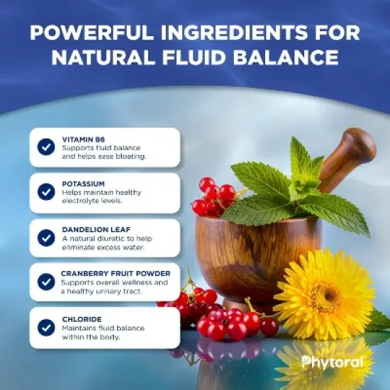 Water Away Capsules, Premium Water Loss Pills Diuretic Pure Dietary Supplement, Phytoral, 60 or 90ct image {3}