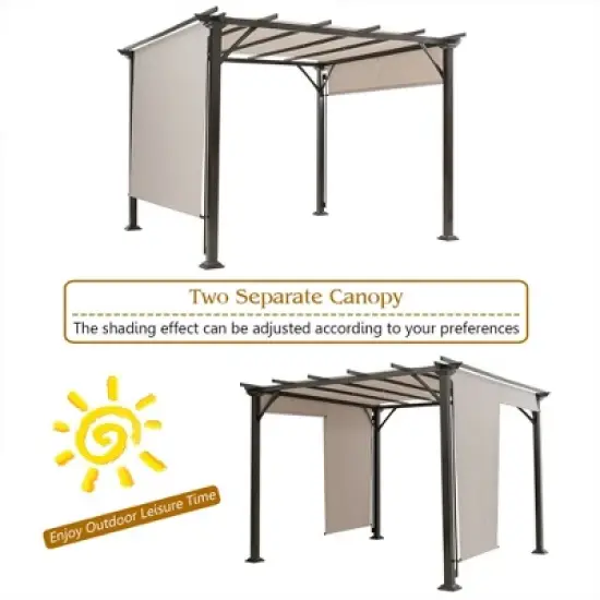 Costway 10' X 10' Pergola Kit Metal Frame Gazebo &Canopy Cover Patio Furniture Shelter image {8}