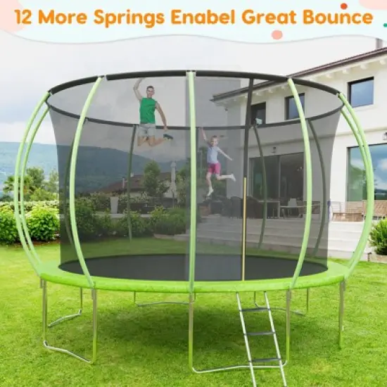 GustoWave Trampoline 16FT with Enclosure & Ladder, ASTM Approved Heavy-Duty Outdoor Recreational Trampoline for Kids Adults image {6}