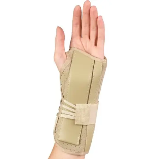 OTC Wrist Brace, Soft-Fit, Suede Finish, Beige, Left image {1}