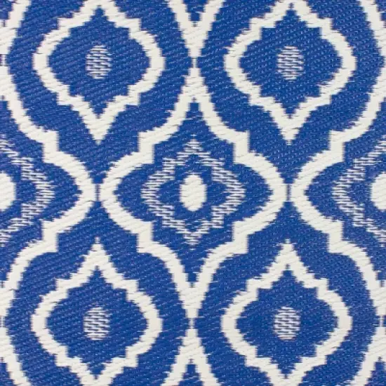 Northlight 4' x 6' Blue and White Geometric Rectangular Outdoor Area Rug image {3}