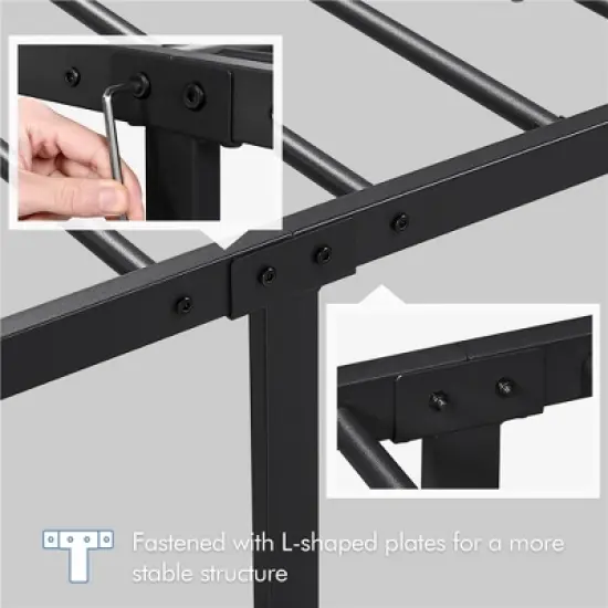 Yaheetech Metal Platform Bed Frame with Spindle Headboard and Footboard image {6}