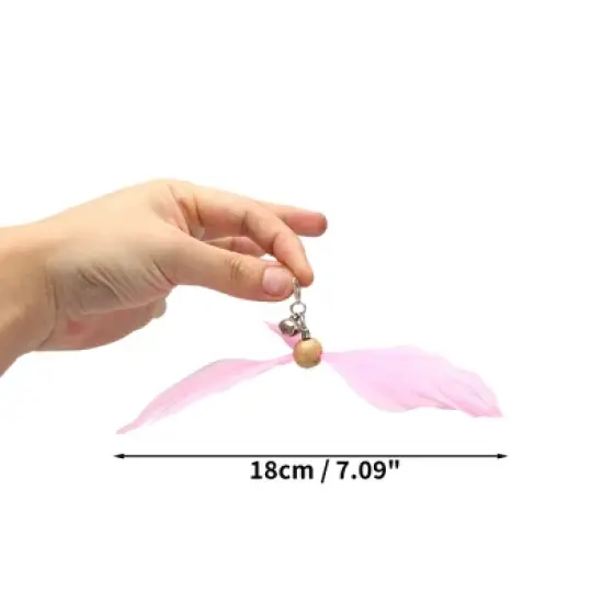 Unique Bargains Cat Feather Plaything Cat Wand Replacement Feathers Compact Hair Pink 3 Pcs image {1}