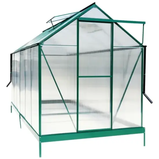 Polycarbonate Greenhouse, Aluminum Walk-in Greenhouses with Raised Base, Plant Greenhouse with Rain Gutter for Outdoor Garden Backyard image {8}