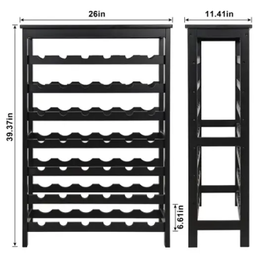 Itopfox 7-Tier Bamboo Wine Rack Freestanding Floor with Table Top, Wine Storage Shelf for Kitchen Dining Room Bar, Black image {5}