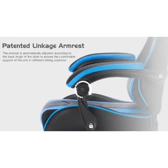 Racxily Gaming Chair w/ Footrest, Ergonomic Computer Chair with Headrest and Lumbar Support, Breathable Material Height Adjustable image {6}