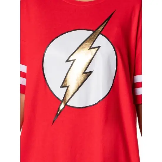 DC Comics Womens' The Flash Classic Symbol Nightgown Pajama Shirt Dress Red image {2}