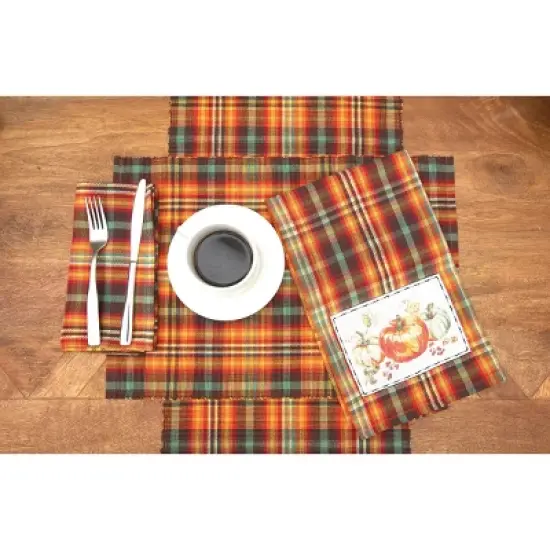 C&F Home Randall Plaid Pumpkin Patch Applique Fall Woven Kitchen Towel image {3}