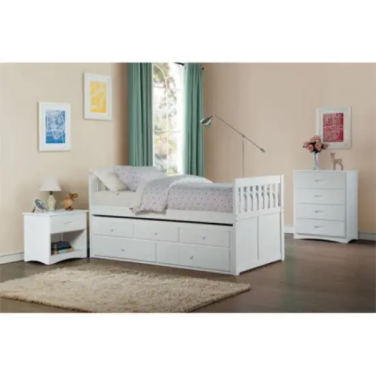 Galen 1-Drawer Transitional Wood Nightstand in White - Lexicon image {7}