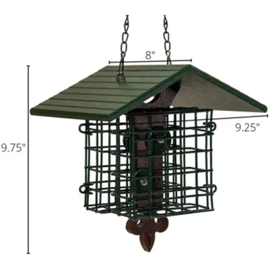 JCs Wildlife Fleur de Lis Suet Feeder with Eco-Friendly Poly Lumber Roof - Holds 2 Seed or Suet Cakes image {6}