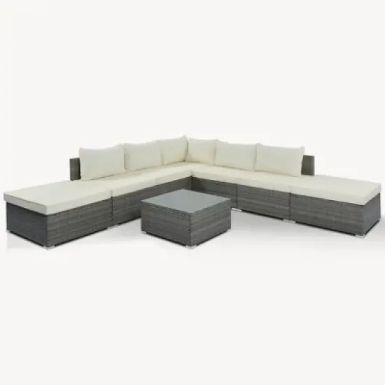 8-Pieces Outdoor Wicker Modular Sectional Sofa Set with Coffee Table, Free Combination image {1}
